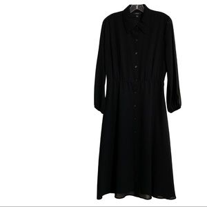 Alfani Chiffon Sheer Lined Black Button-Down Long Sleeve Maxi Dress. Size 8